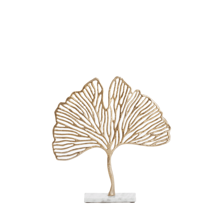 Juana Gold Decorative Leaf Ornament on Marble Base Accessories 