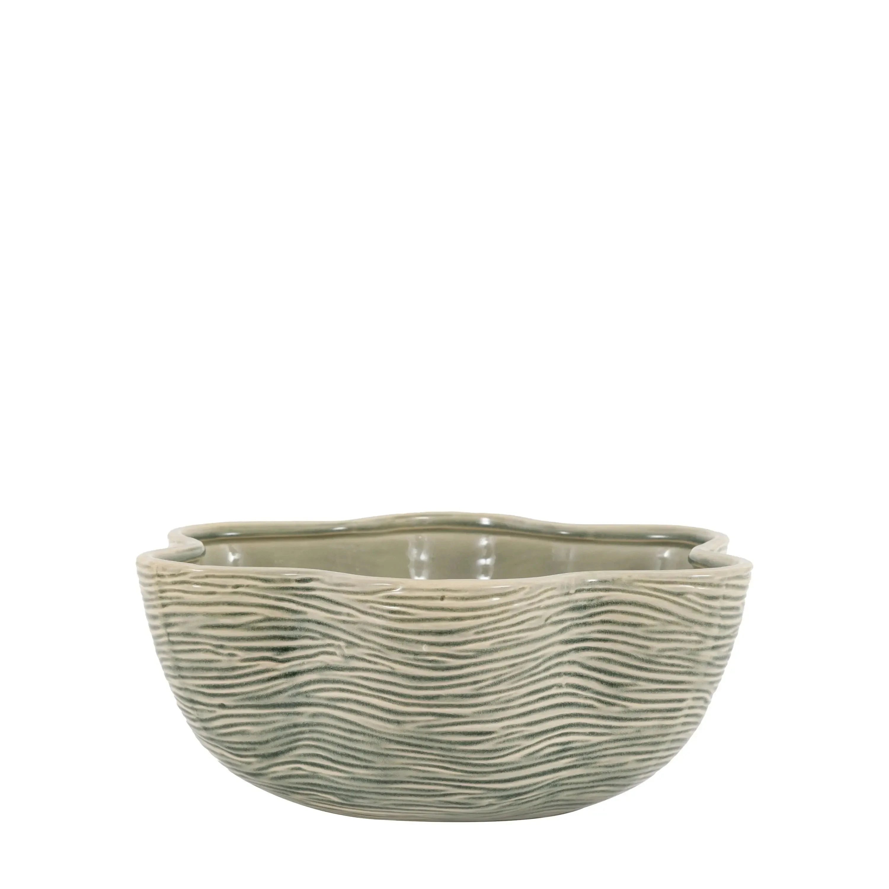 Jude Green Scalloped Edge Decorative Bowl Accessories 