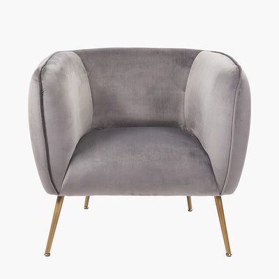 Juliana Dove Grey Velvet Accent Chair with Gold Legs Furniture 