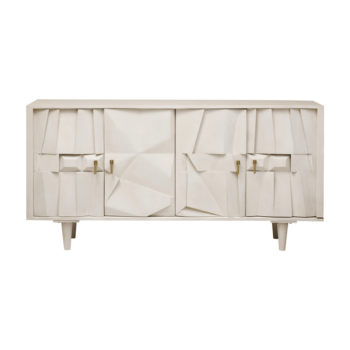 Juni 4 Door Geometric Whitewash Wood Sideboard Furniture 