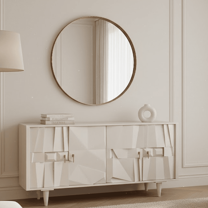 Juni 4 Door Geometric Whitewash Wood Sideboard Furniture 