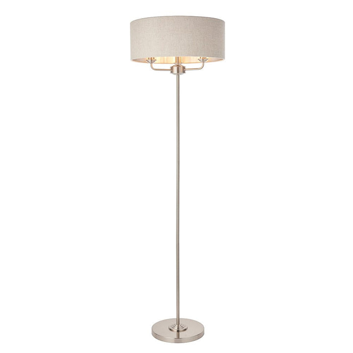 Juniper 3 Light Chrome Floor Lamp with Neutral Shade Lighting 