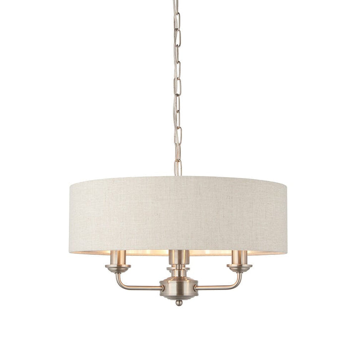 Juniper 3 Light Chrome Pendant Ceiling Light with Neutral Shade Lighting 