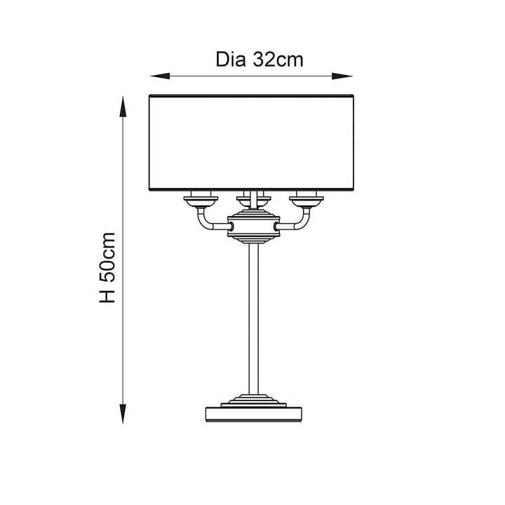 Juniper 3 Light Chrome Table Lamp with Neutral Shade Lighting 