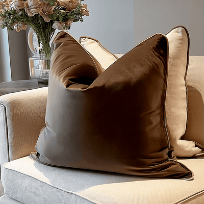 Juniper Chocolate & Caramel Velvet Feather Filled Cushion- 45x45cm Textiles 