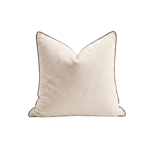 Juniper Cream & Chocolate Velvet Feather Filled Cushion - 45x45cm Textiles 
