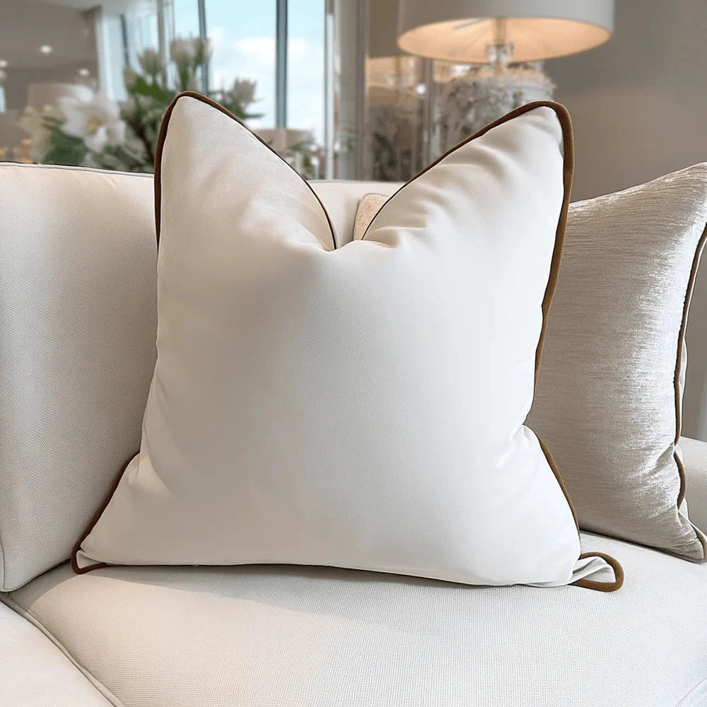 Juniper Ecru & Rust Velvet Cushion Cover - 45 x 45cm Textiles 