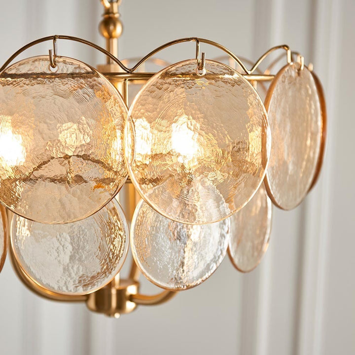 Juno Brushed Brass & Champagne Glass 3 Light Pendant Ceiling Light Lighting 
