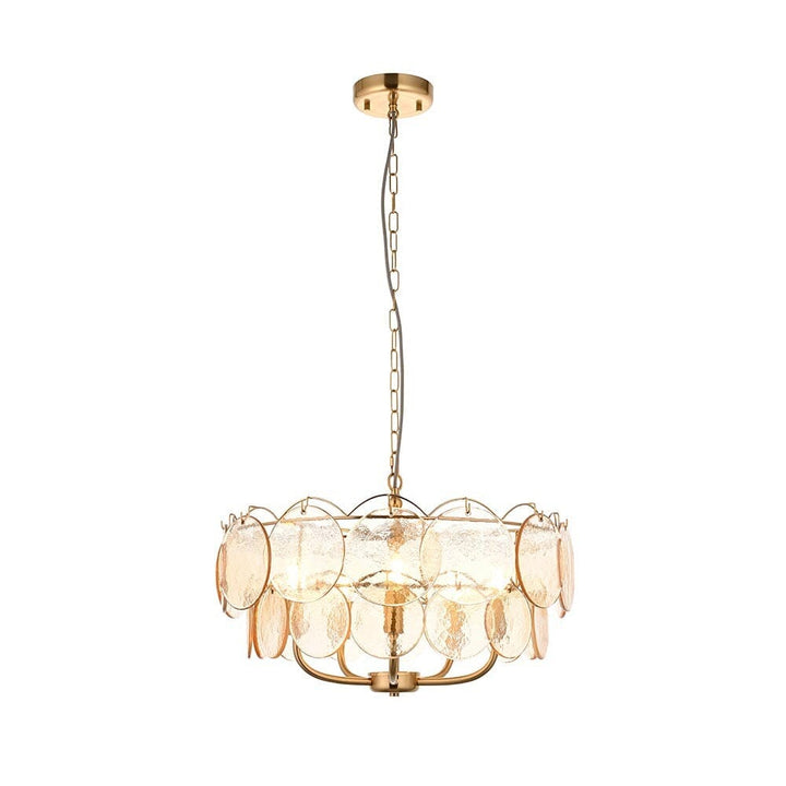 Juno Brushed Brass & Champagne Glass 5 Light Pendant Ceiling Light Lighting 