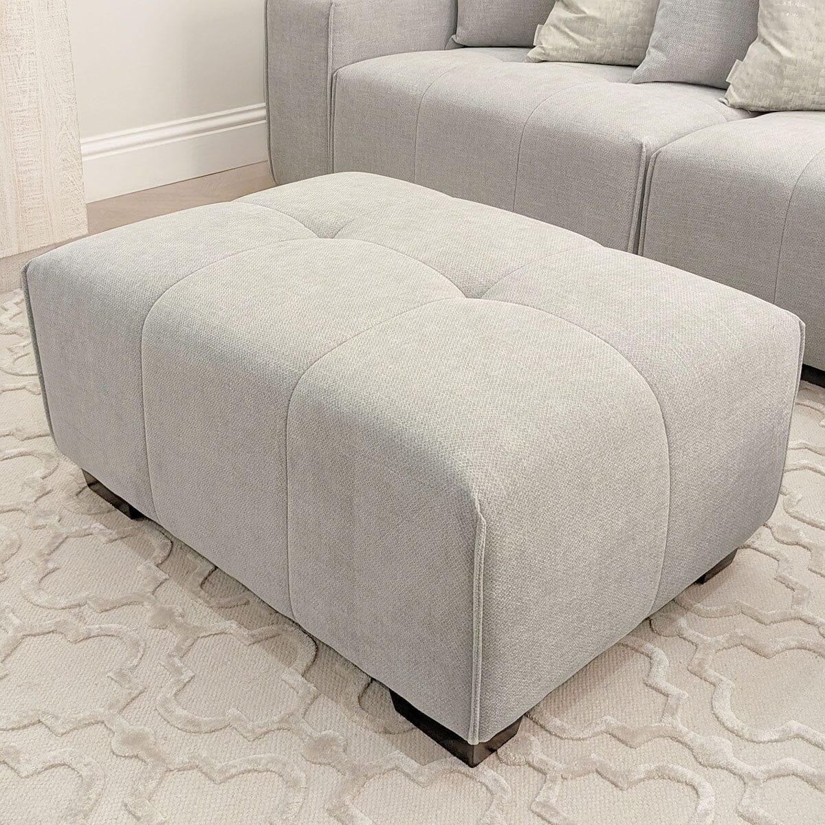 Kace Cloud Grey Boucle Tufted Sofa
