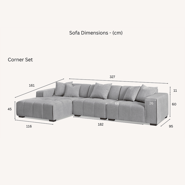 Kace Cloud Grey Boucle Tufted Sofa Range Sofa 