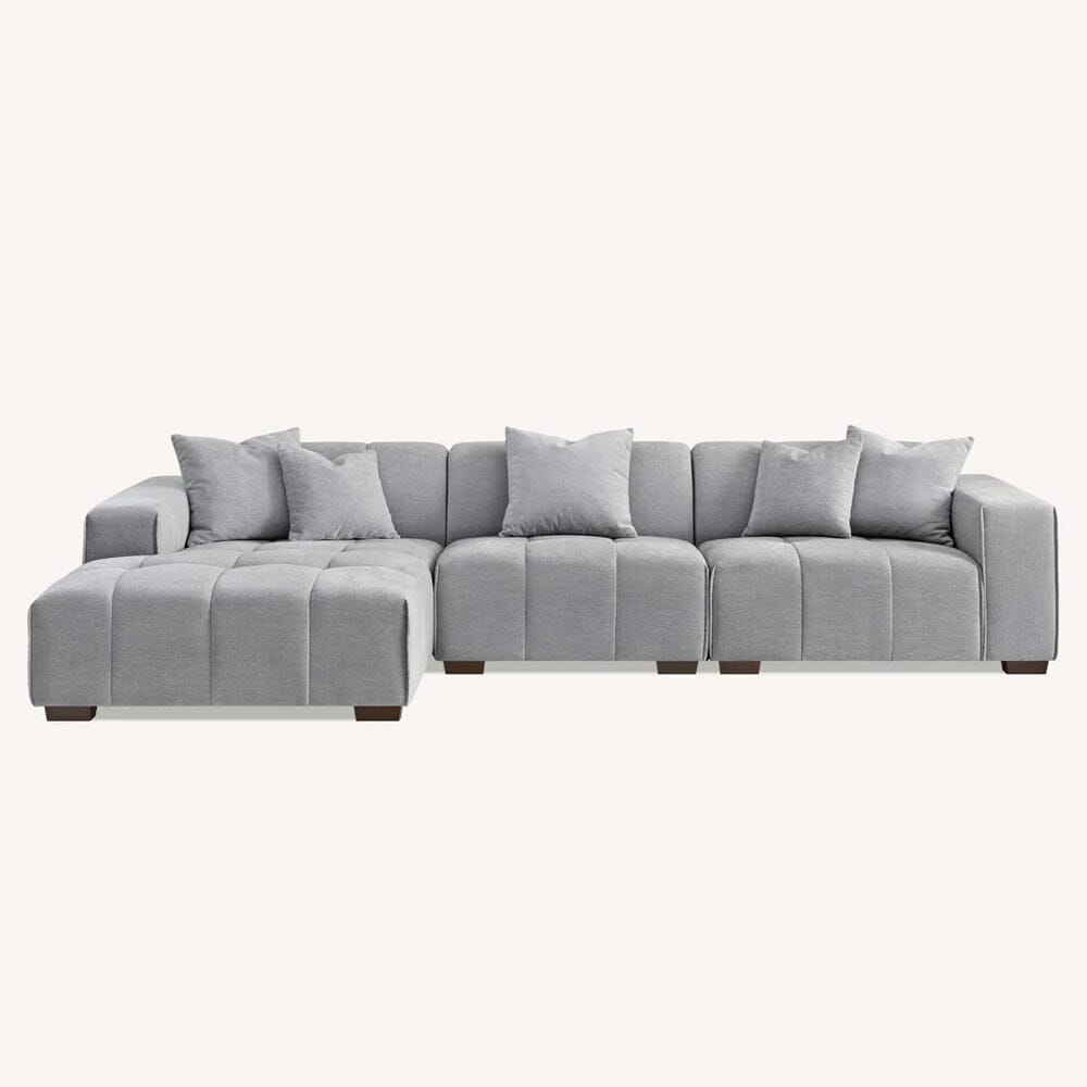 Kace Cloud Grey Boucle Tufted Sofa