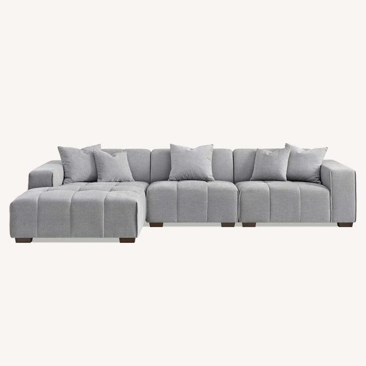 Kace Cloud Grey Boucle Tufted Sofa Range Sofa Chaise End Sofa - Left Hand Facing 