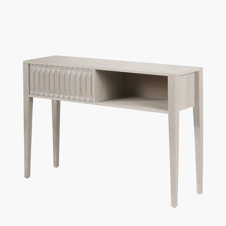 Kamala Light Grey Mango Wood 1 Drawer Console Table Furniture 