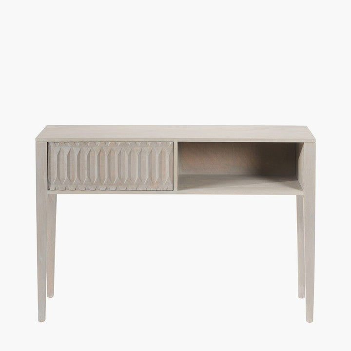 Kamala Light Grey Mango Wood 1 Drawer Console Table Furniture 