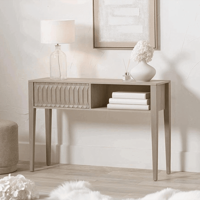 Kamala Light Grey Mango Wood 1 Drawer Console Table Furniture 