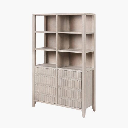 Kamala Light Grey Mango Wood 2 Door Shelving Unit Furniture 