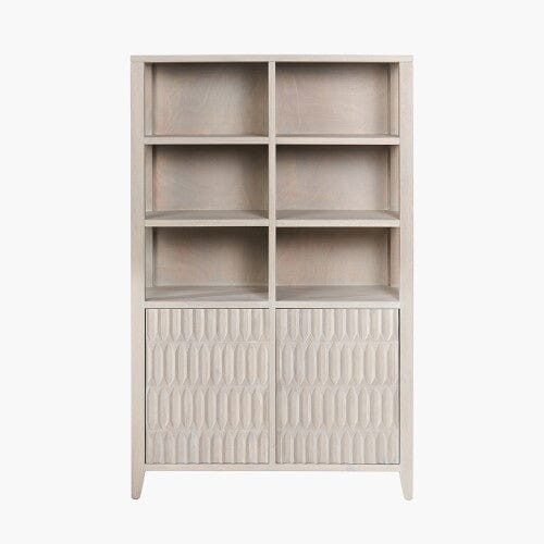 Kamala Light Grey Mango Wood 2 Door Shelving Unit Furniture 