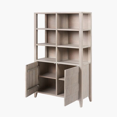 Kamala Light Grey Mango Wood 2 Door Shelving Unit Furniture 