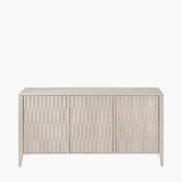 Kamala Light Grey Mango Wood 3 Door Sideboard Furniture 