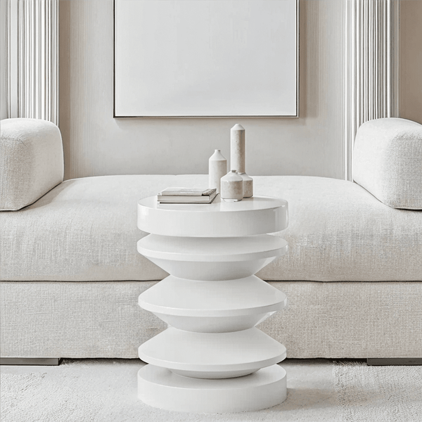 Kamala White Abstract Side Table Furniture 