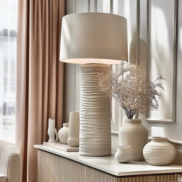 Kanoa XL Textured Ceramic Neutral Table Lamp Lighting 