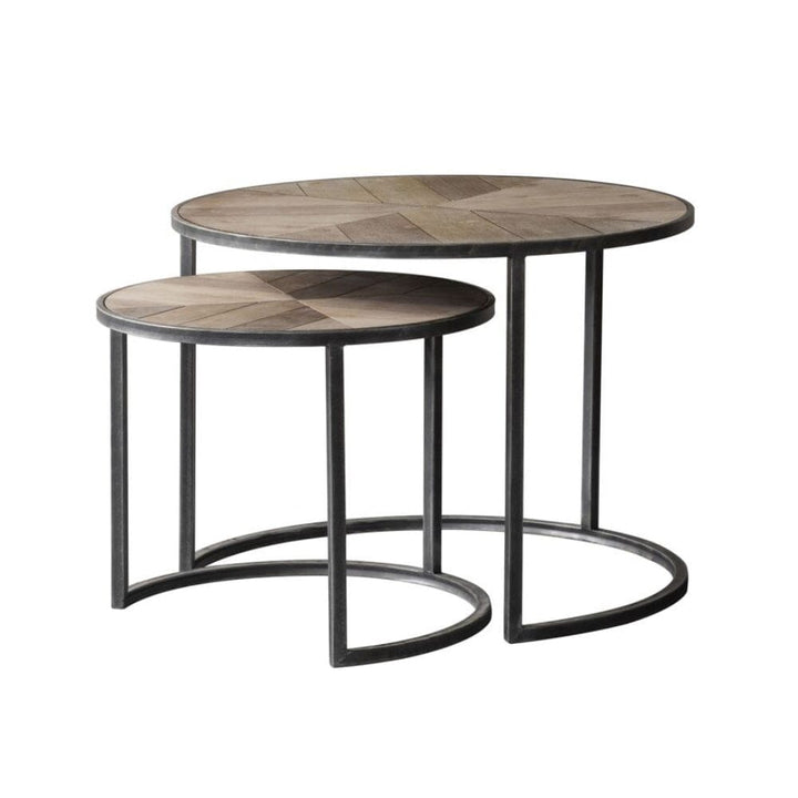 Karad Black & Wooden Nest of 2 Coffee Tables Furniture 