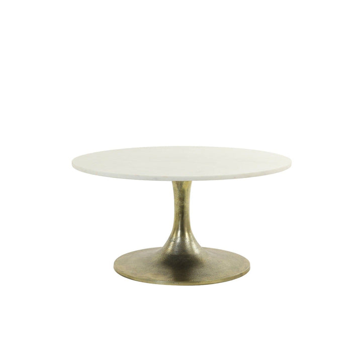 Karine Gold Coffee Table with White Marble Top Furniture 