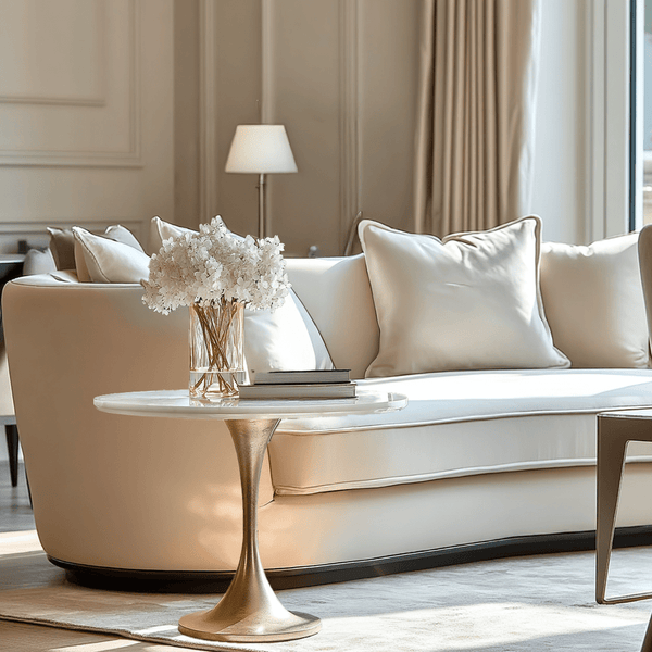 Karine Gold Side Table with White Marble Top Furniture 