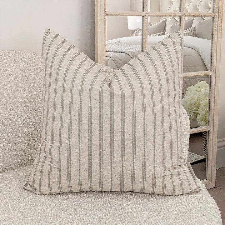 Kashmira Sage Green Striped Cushion - 50x50cm Textiles 