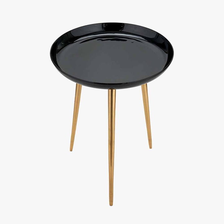 Katie Black Enamel & Gold Metal Side Table Furniture 