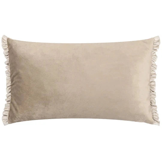 Katrina Cream & Nude Frill Edge Bolster Cushion - 30x50cm Textiles 