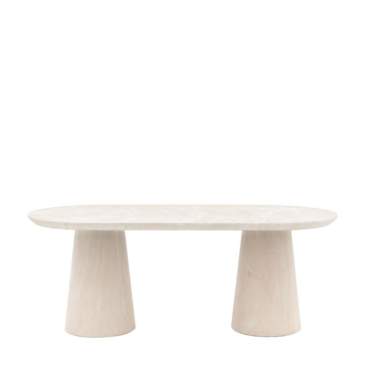 Katrina Travertine Concrete Indoor/Outdoor Oval Dining Table Furniture 
