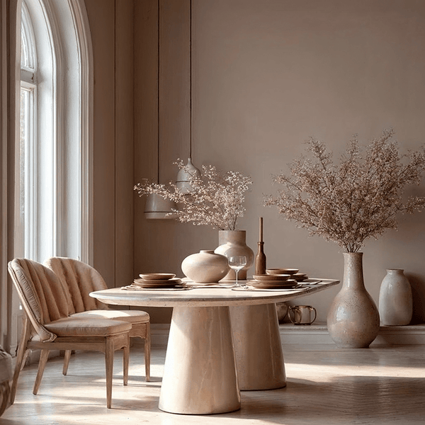 Katrina Travertine Concrete Indoor/Outdoor Oval Dining Table Furniture 