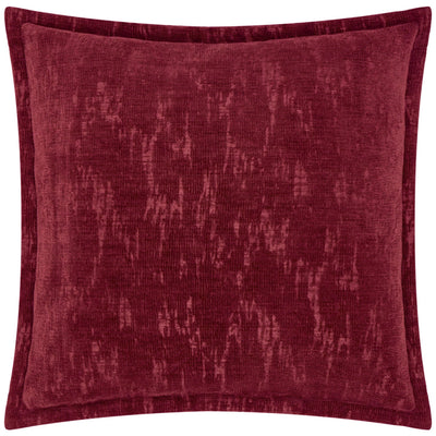 Katy Burgundy Chenille Patterned Feather Filled Cushion - 45x45cm Textiles 