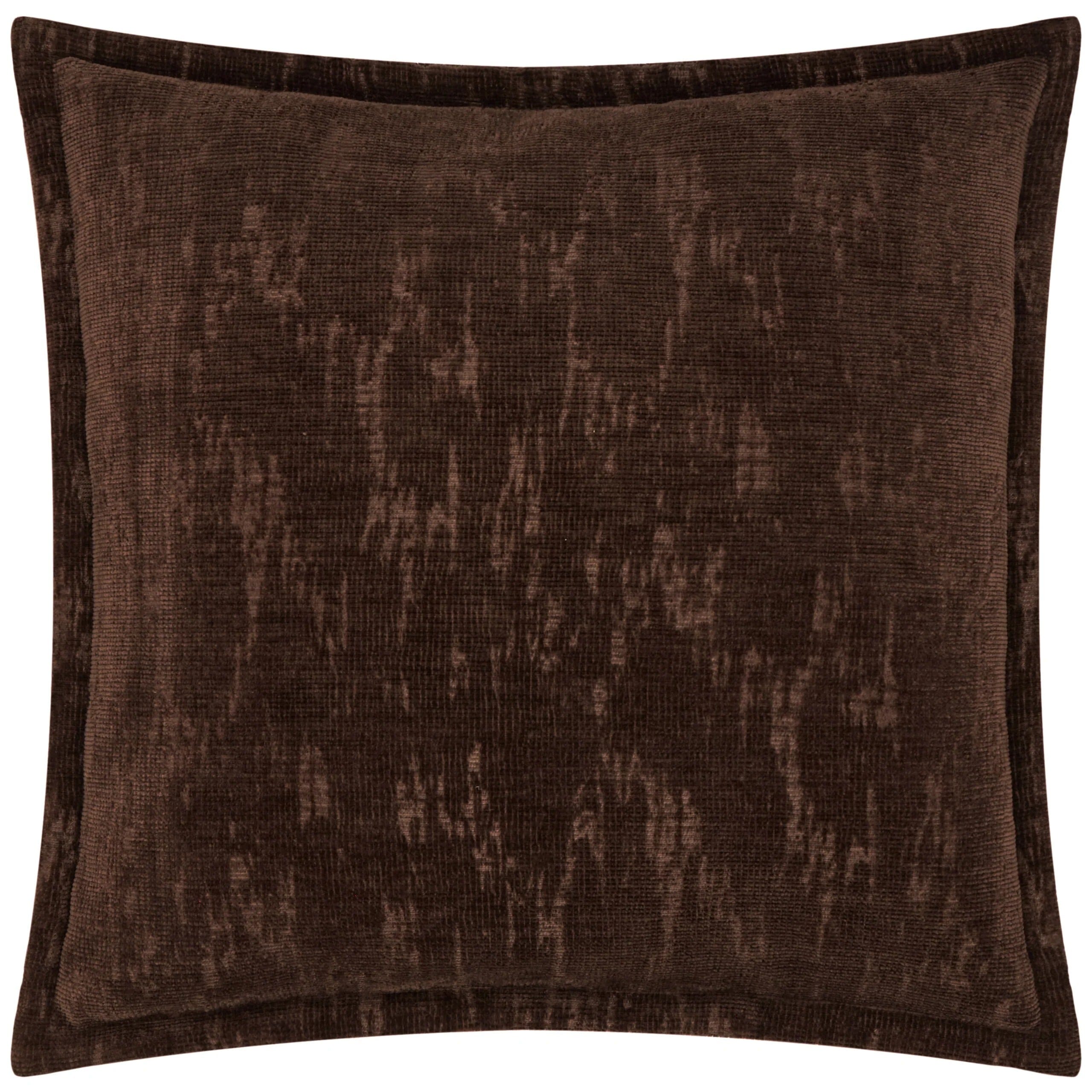 Katy Chocolate Brown Chenille Patterned Cushion Cover - 45x45cm Textiles 
