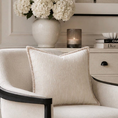 Katy Ivory Chenille Patterned Cushion Cover - 45x45cm Textiles 