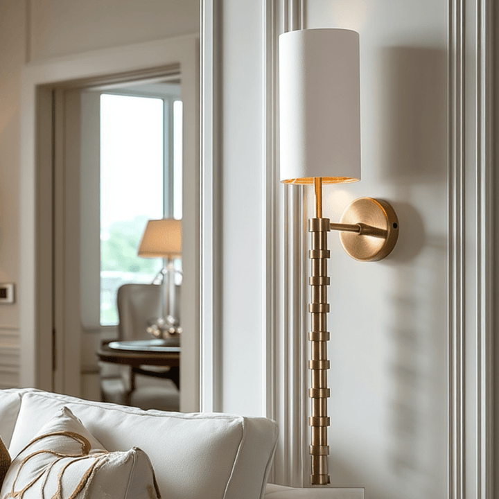 Keeva Brass Ribbed Detail Wall Light Lighting 