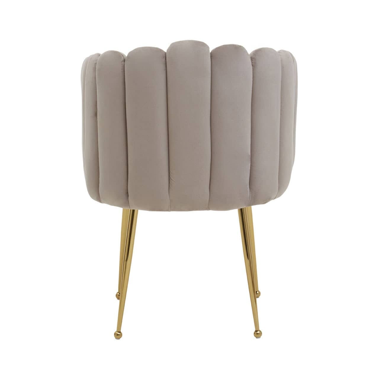 Kelcie Beige Velvet Scalloped Dining Chair with Gold Legs Furniture 