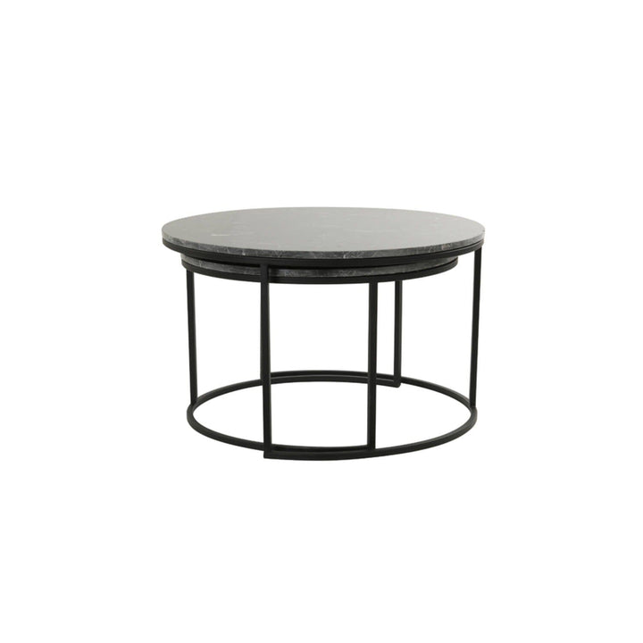 Keller Black Marble Nesting Coffee Tables Furniture 