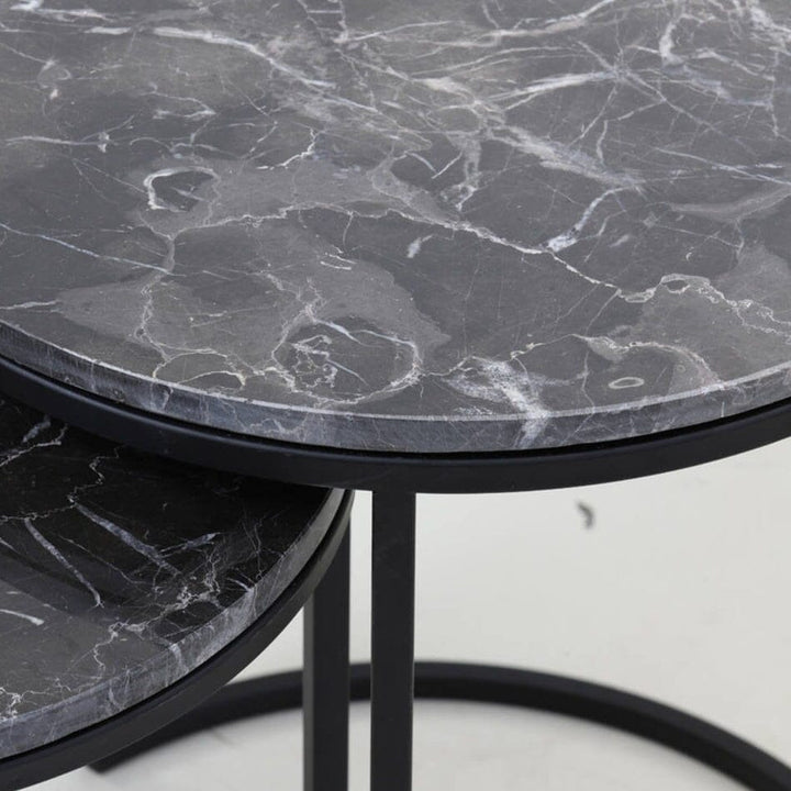 Keller Black Marble Nesting Side Tables Furniture 