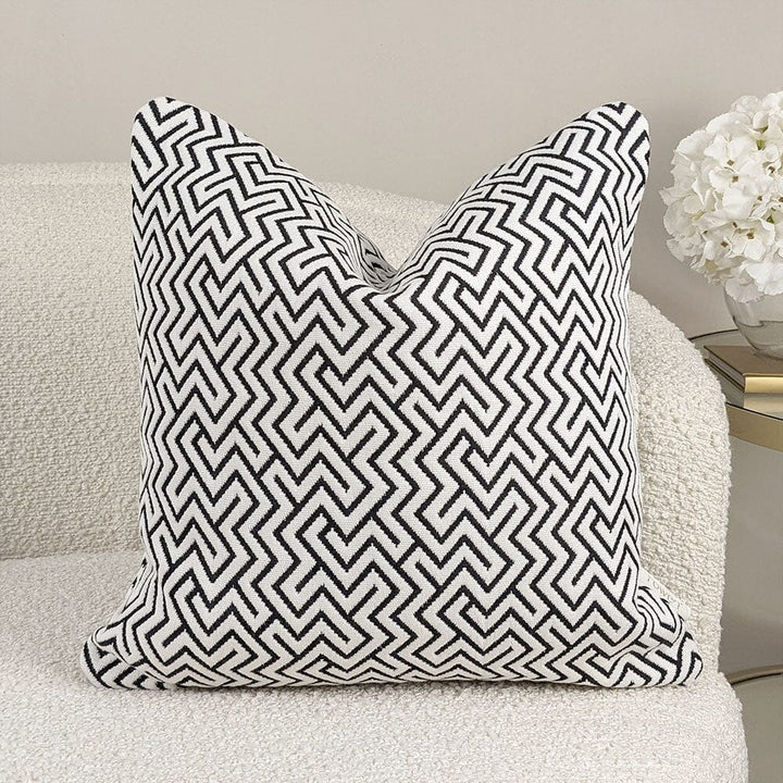 Kendal Black & Cream Geometric Print Cushion - 45x45cm Textiles 