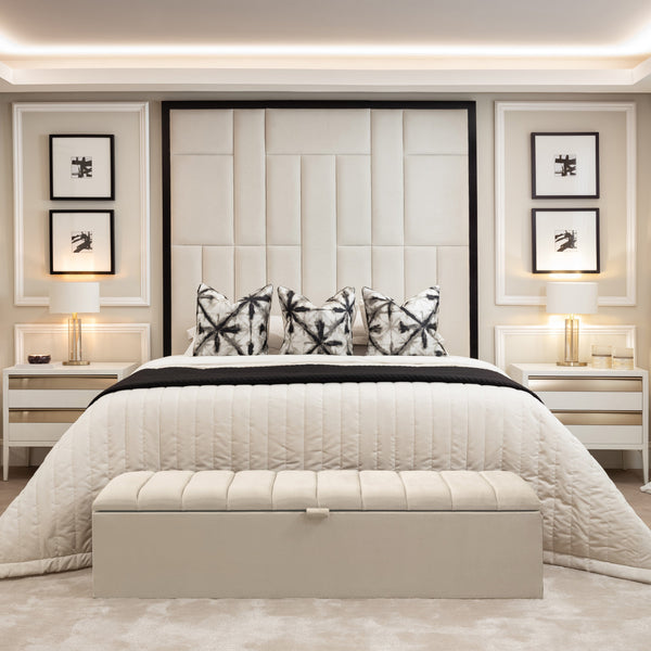 Kensington Cream Premium Headboard with Wooden Frame 