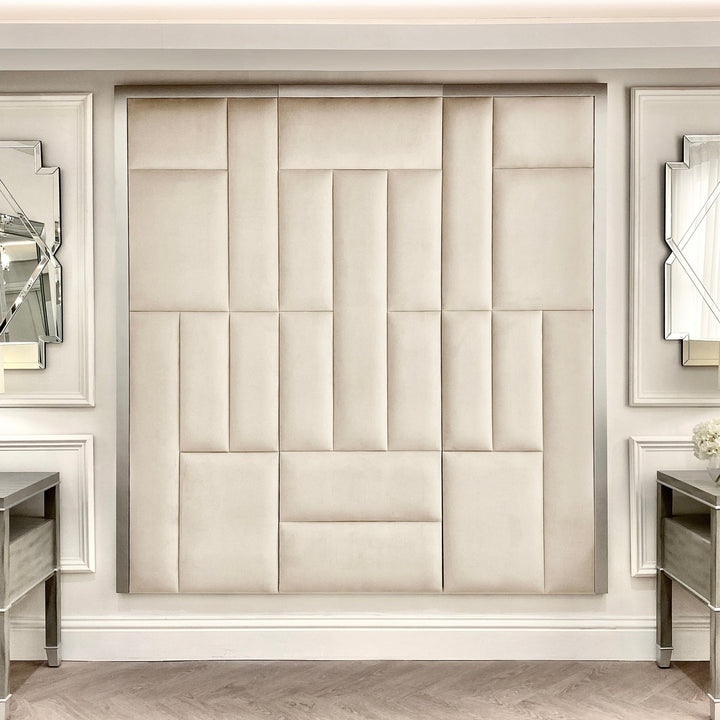 Kensington Cream & Silver Premium Abstract Headboard Made to Order Headboard 