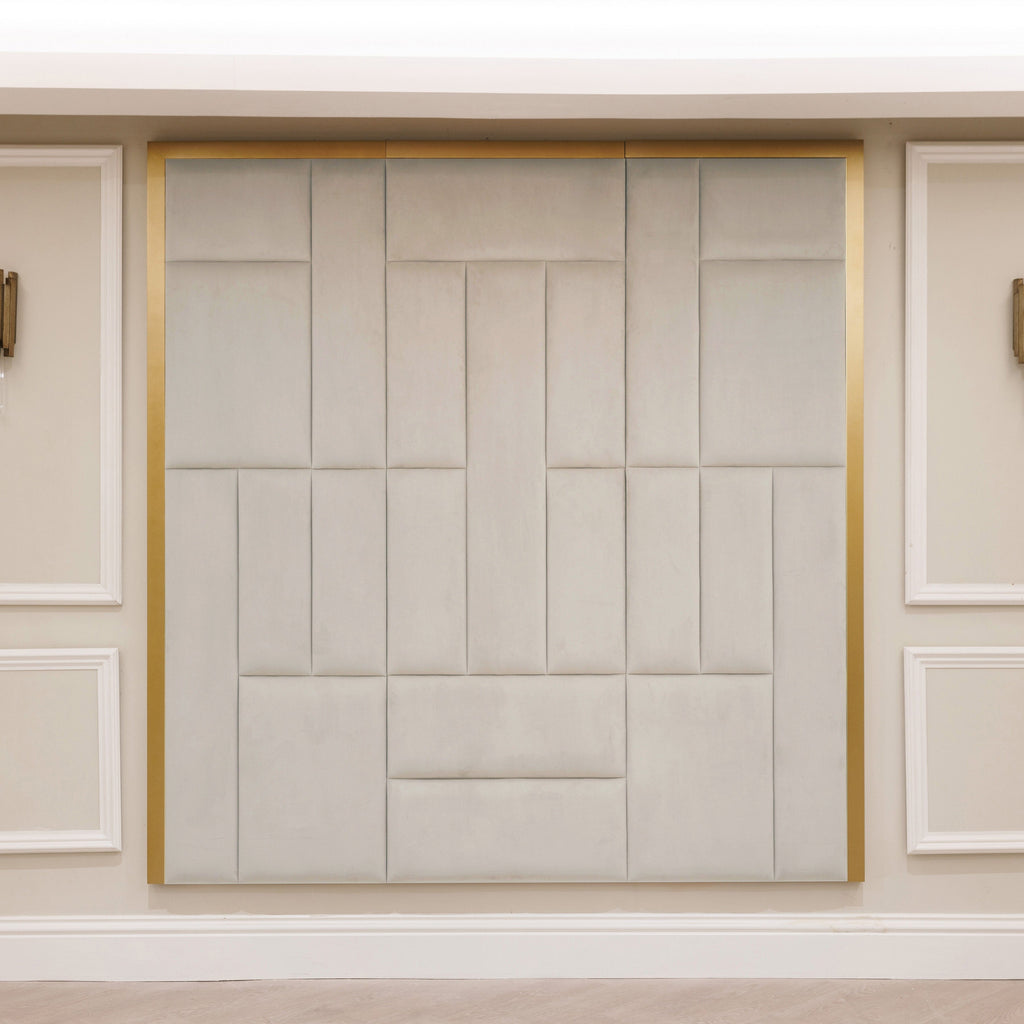 Kensington Grey & Gold Premium Abstract Headboard
