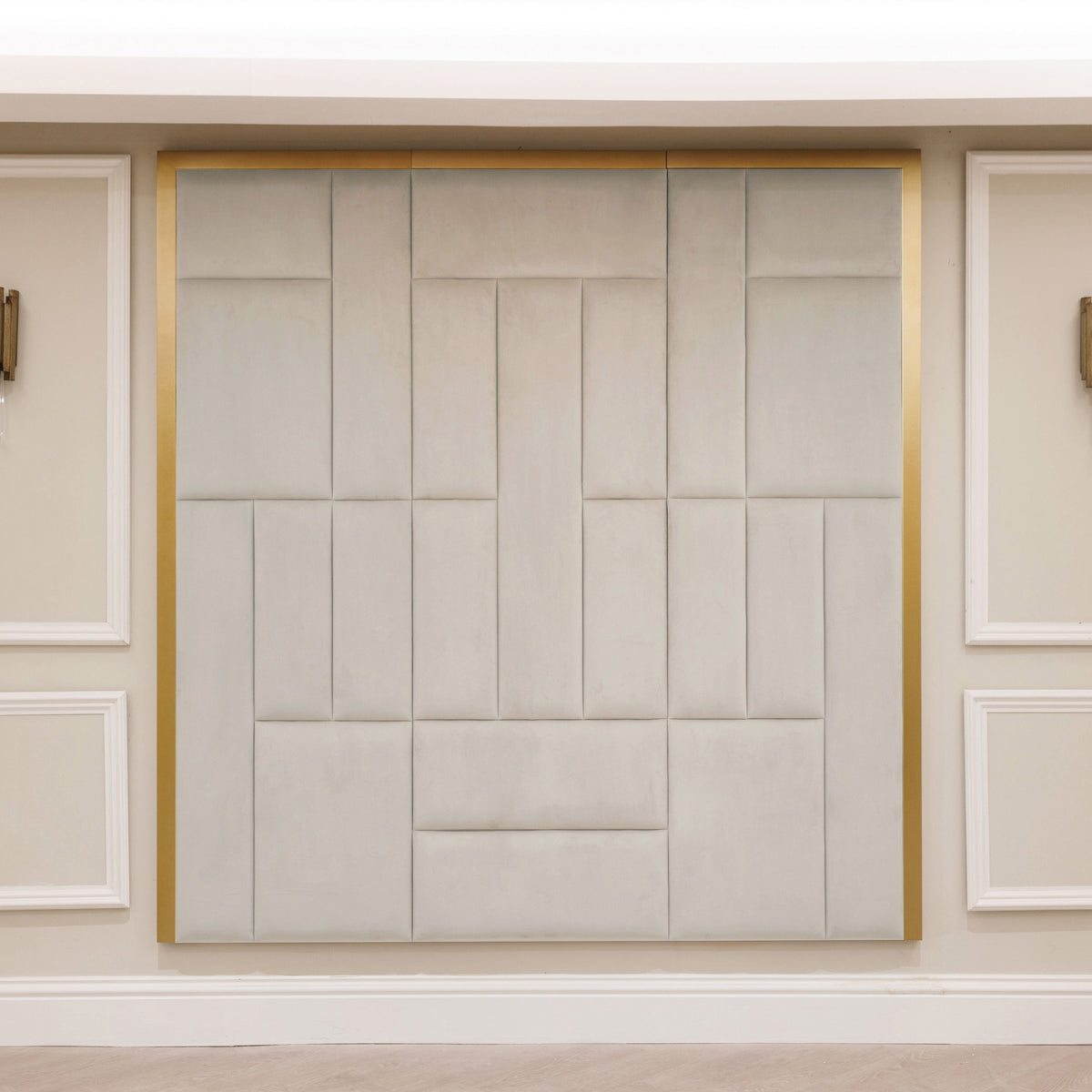 Kensington Grey & Gold Premium Abstract Headboard – Rowen Homes