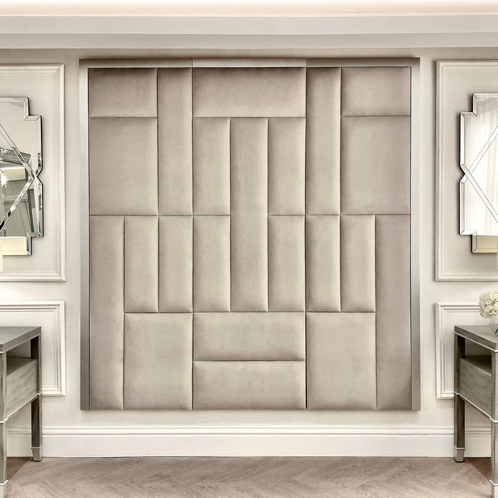 Kensington Smoke Grey & Silver Premium Abstract Headboard MTO Beds and Headboards 