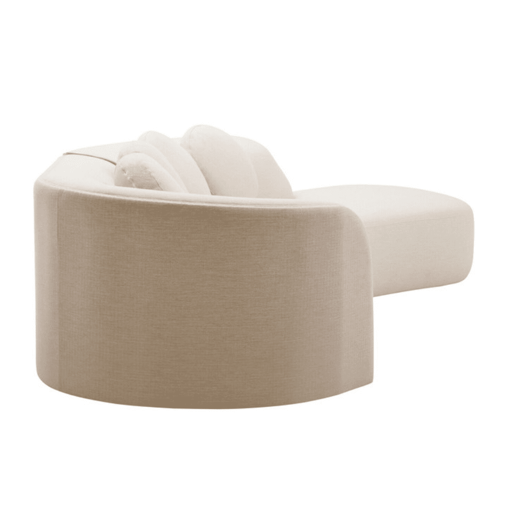 Keyen Cream Linen 3 seater Curved Sofa Sofa 