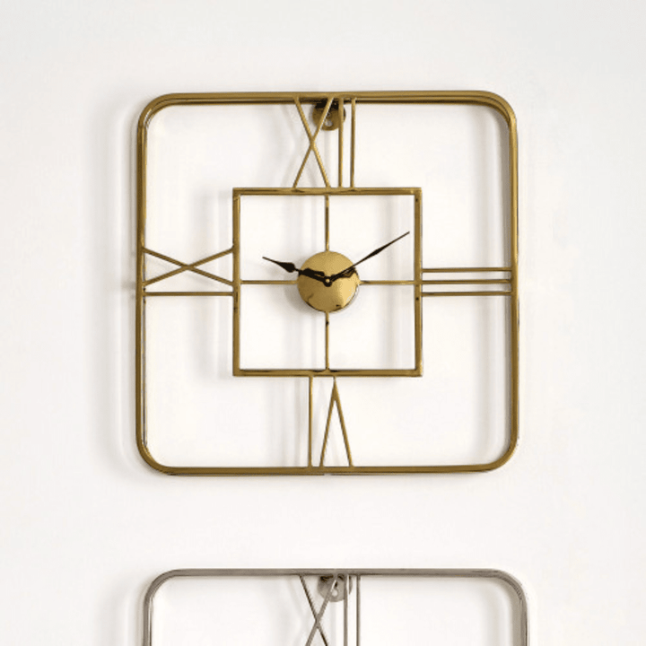Khadra Gold Square Metal Wall Clock Accessories 