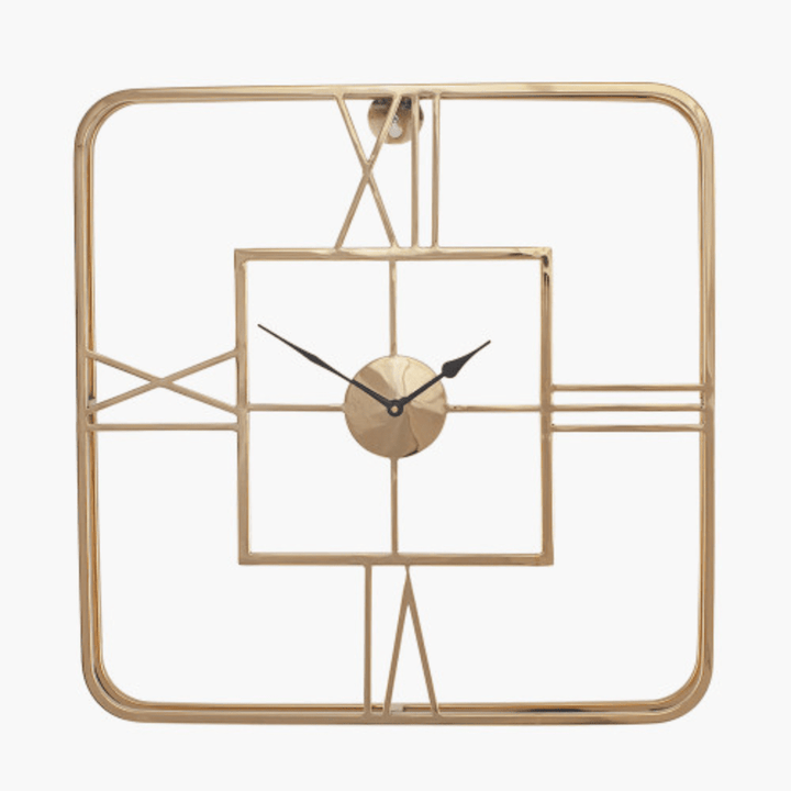 Khadra Gold Square Metal Wall Clock Accessories 